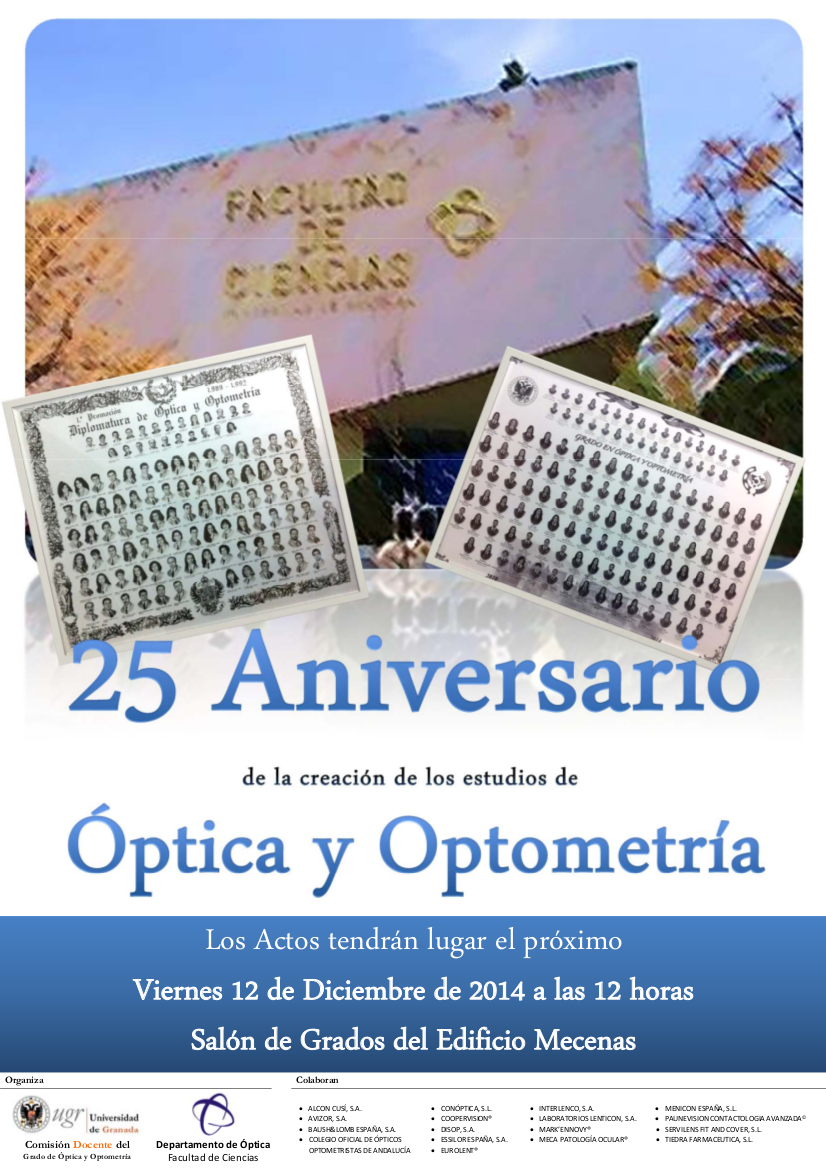 25 Aniversario de la creación de los estudios en Óptica y Optometría