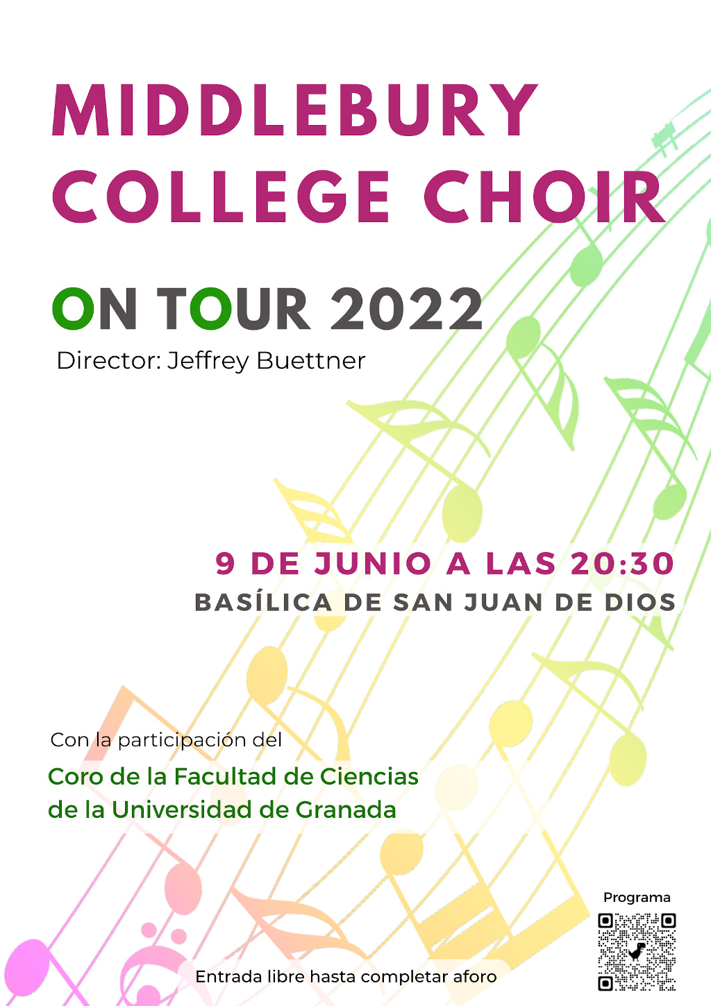 Participación en el concierto del Middlebury College Choir del Coro de la Facultad de Ciencias
