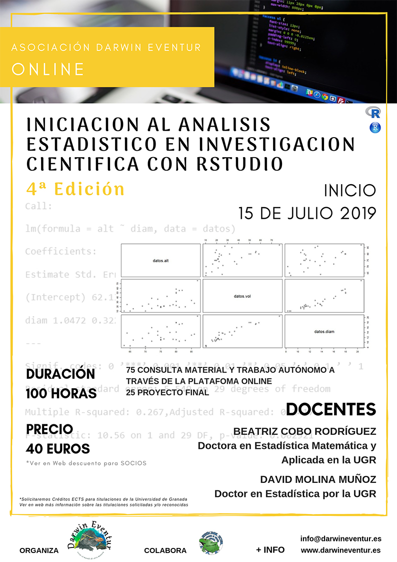 Iniciación al Análisis Estadístico en Investigación Científica con Rstudio. 4ª edición ONLINE
