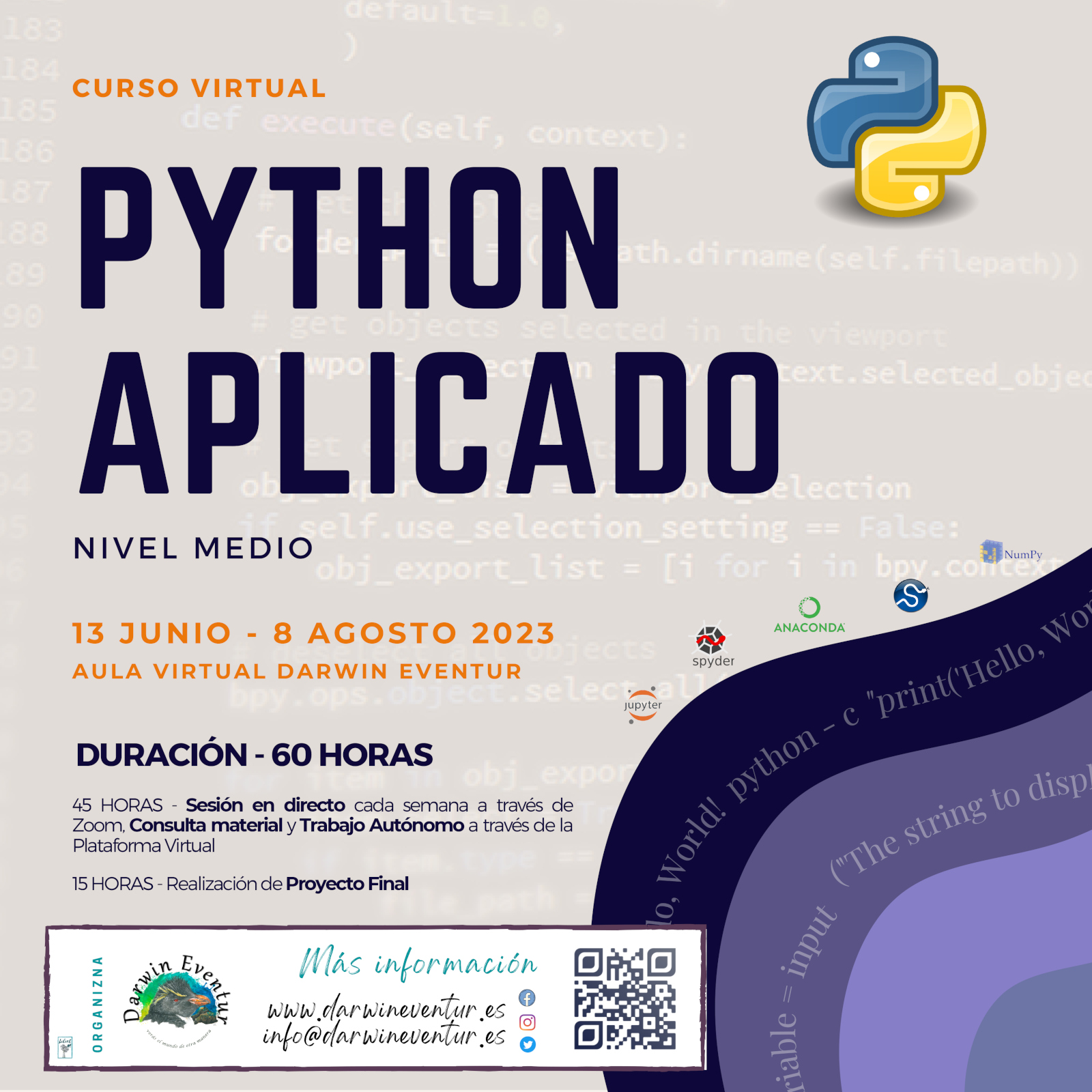 Curso virtual "Python aplicado – nivel medio" junio 2023