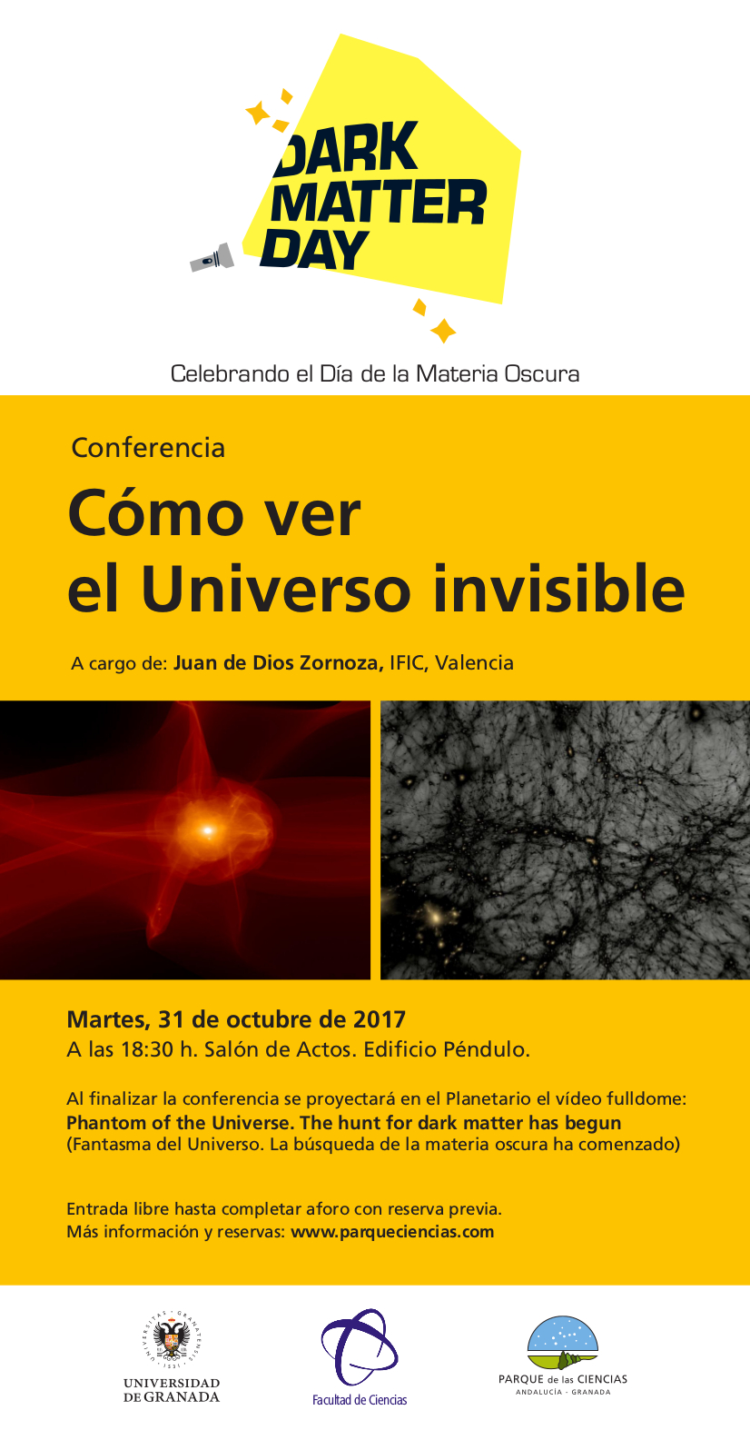 Día de la Materia Oscura en El Parque de las Ciencias: conferencia "Cómo ver el Universo invisible" y proyección de documental en Planetario