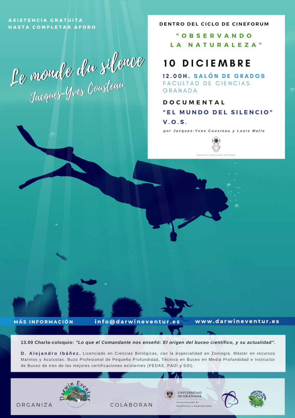 Proyección del documental: El mundo del silencio en V.O.S. de Jacques-Yves Cousteau
