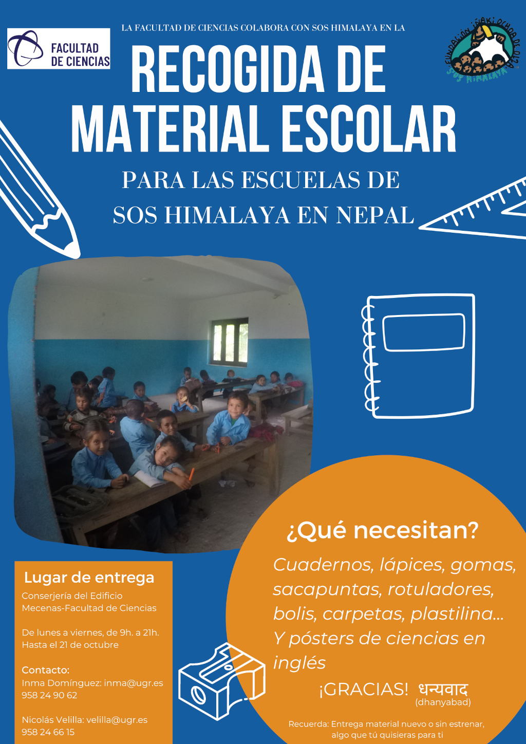 Recogida de material escolar para las escuelas de SOS Himalaya en Nepal