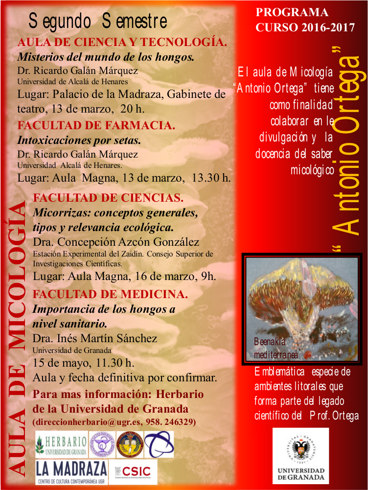 Programa del segundo semestre del Aula de Micología Antonio Ortega 