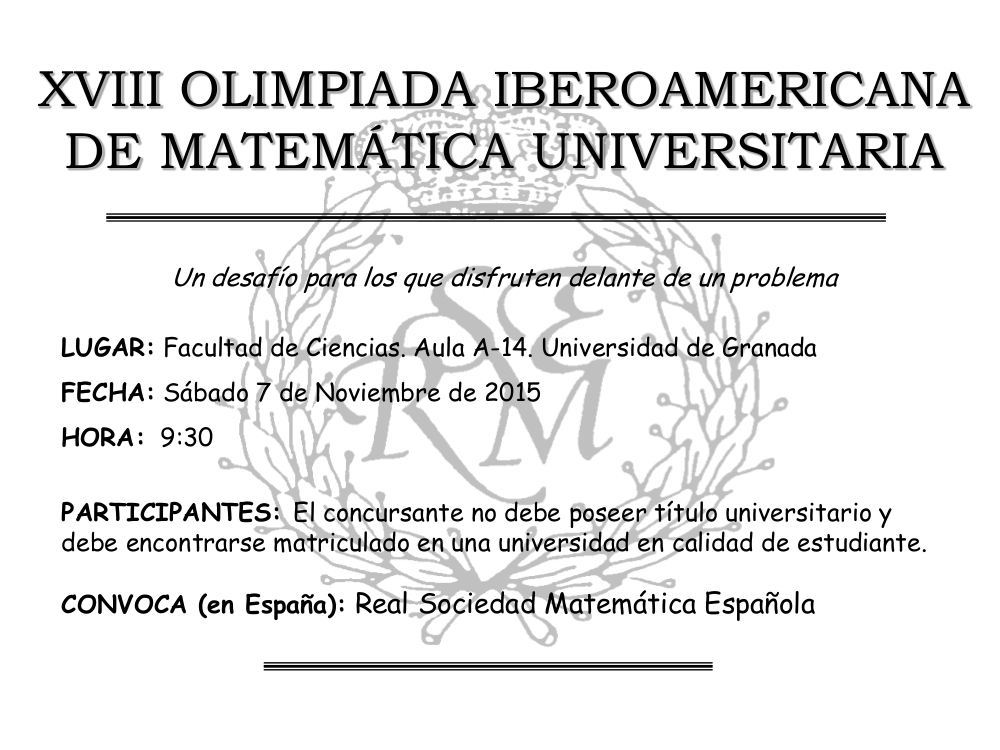 XVIII Olimpiada Iberoamericana de Matemática Universitaria
