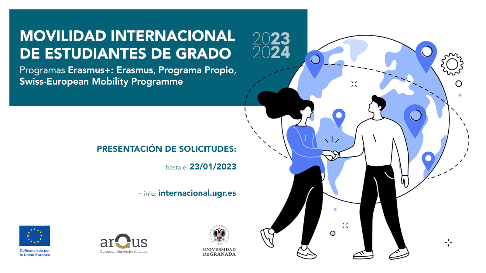 Convocatoria de movilidad internacional de Grado en el marco de los programas Erasmus+: Erasmus, Programa Propio y Swiss-European Mobility Programme. Curso académico 2023/2024