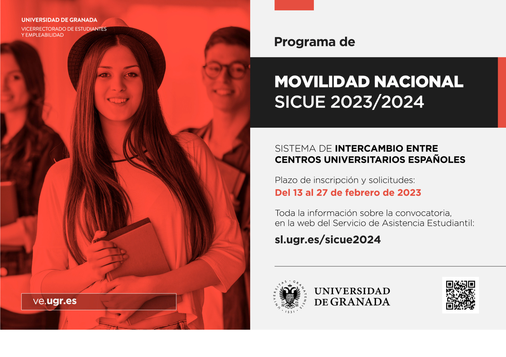 Convocatoria del sistema de intercambio entre Centros Universitarios Españoles (SICUE) para el Curso Académico 2023-2024 