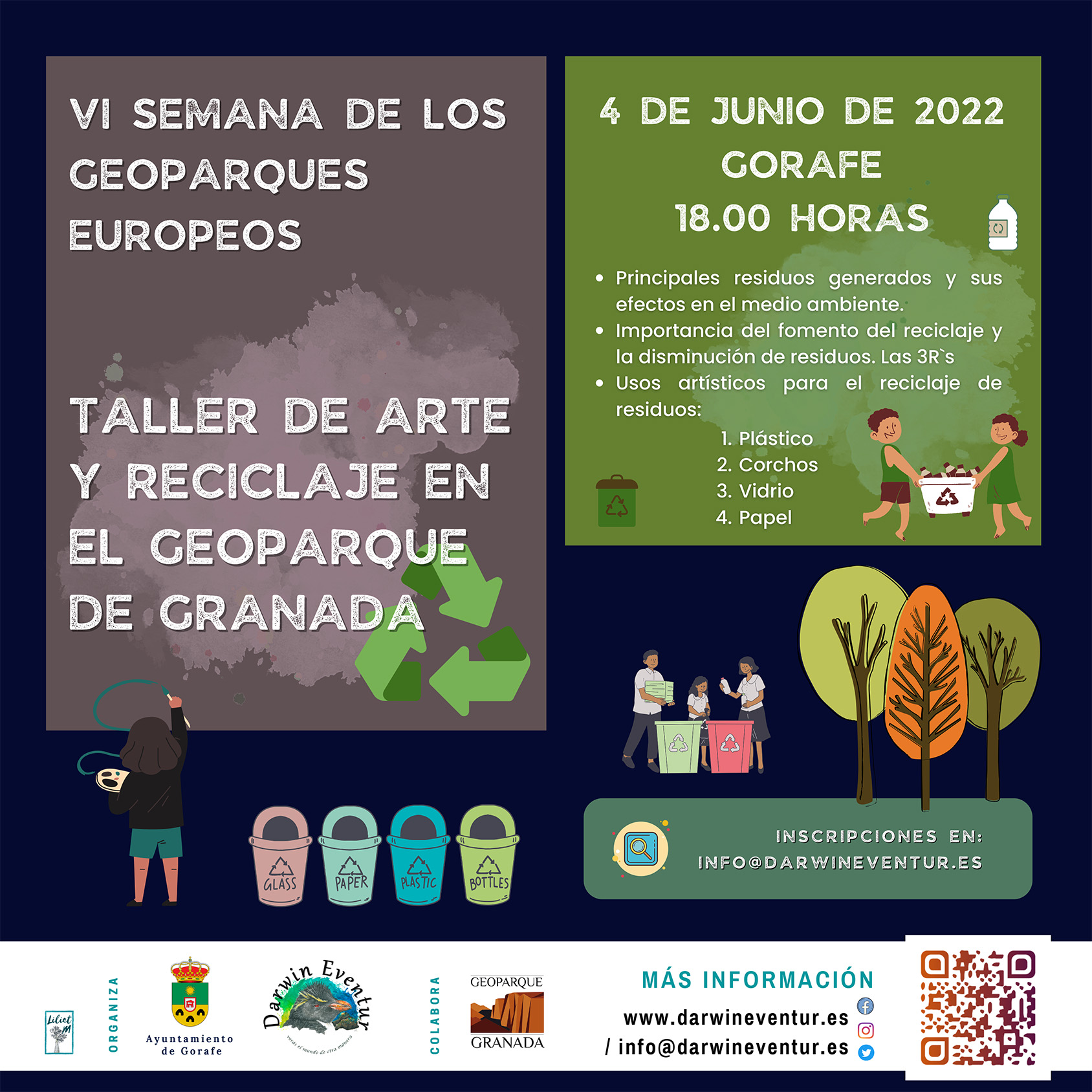 Taller de arte y reciclaje en el Geoparque de Granada