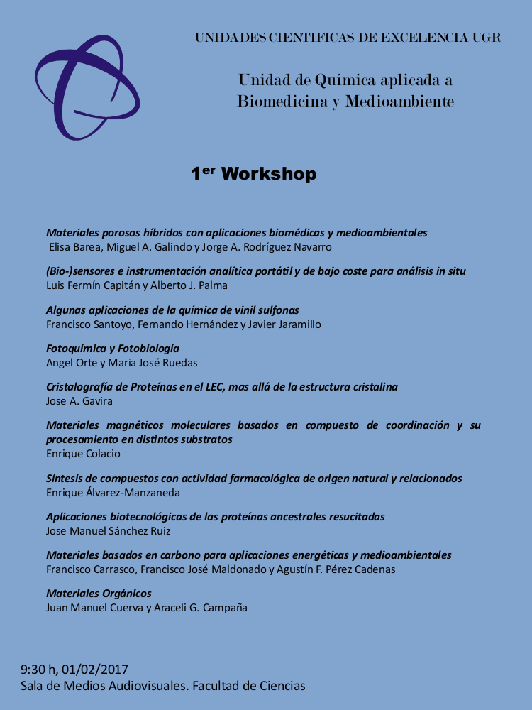 1er Workshop Unidad de Química aplicada a Biomedicina y Medioambiente